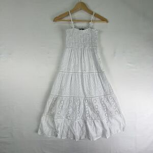 unknown brand Girls Eyelet Smocked Body Maxi Dress